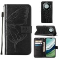 For Huawei Mate 60 Pro Embossed Butterfly Leather Phone Case(Black)