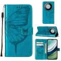 For Huawei Mate 60 Pro Embossed Butterfly Leather Phone Case(Blue)