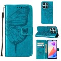 For Honor X6a Embossed Butterfly Leather Phone Case(Blue)