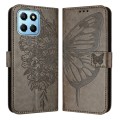 For Honor X8 5G / 70 Lite / X6 / X6s Embossed Butterfly Leather Phone Case(Grey)