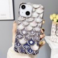 For iPhone 14 Mermaid Scale Electroplated Laser Carving Phone Case(Silver)