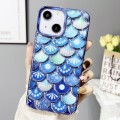 For iPhone 14 Mermaid Scale Electroplated Laser Carving Phone Case(Blue)