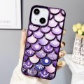 For iPhone 14 Mermaid Scale Electroplated Laser Carving Phone Case(Purple)