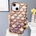For iPhone 14 Mermaid Scale Electroplated Laser Carving Phone Case(Gold)