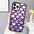 For iPhone 14 Pro Mermaid Scale Electroplated Laser Carving Phone Case(Purple)