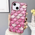 For iPhone 13 Mermaid Scale Electroplated Laser Carving Phone Case(Pink)
