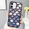 For iPhone 12 Mermaid Scale Electroplated Laser Carving Phone Case(Black)