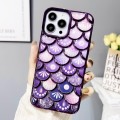 For iPhone 12 Pro Mermaid Scale Electroplated Laser Carving Phone Case(Purple)