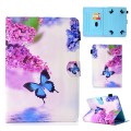 For 7 inch Universal Colored Drawing Stitching Leather Tablet Case(Butterfly)