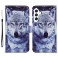 For Samsung Galaxy A05s Painted Pattern Horizontal Flip Leather Phone Case(White Wolf)