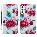 For Samsung Galaxy A35 Painted Pattern Horizontal Flip Leather Phone Case(Peacock Flower)