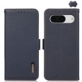For Google Pixel 8a KHAZNEH Side-Magnetic Litchi Genuine Leather RFID Phone Case(Blue)