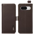 For Google Pixel 8a KHAZNEH Side-Magnetic Litchi Genuine Leather RFID Phone Case(Brown)