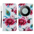 For Huawei Mate 60 Painted Pattern Horizontal Flip Leather Phone Case(Peacock Flower)