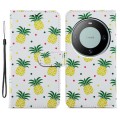 For Huawei Mate 60 Pro Painted Pattern Horizontal Flip Leather Phone Case(Pineapple)