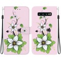 For Samsung Galaxy S10+ Crystal Texture Colored Drawing Leather Phone Case(Lily)