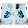 For Samsung Galaxy S20+ Crystal Texture Colored Drawing Leather Phone Case(Blue Pansies)