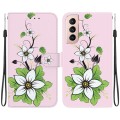For Samsung Galaxy S21+ 5G Crystal Texture Colored Drawing Leather Phone Case(Lily)