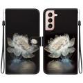 For Samsung Galaxy S22+ 5G Crystal Texture Colored Drawing Leather Phone Case(Crystal Peony)