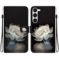 For Samsung Galaxy S23 5G Crystal Texture Colored Drawing Leather Phone Case(Crystal Peony)