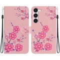 For Samsung Galaxy S23+ 5G Crystal Texture Colored Drawing Leather Phone Case(Cherry Blossoms)