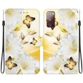 For Samsung Galaxy S20 FE 5G Crystal Texture Colored Drawing Leather Phone Case(Gold Butterfly Epiph