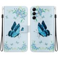 For Samsung Galaxy A15 Crystal Texture Colored Drawing Leather Phone Case(Blue Pansies)