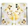 For Samsung Galaxy A05 Crystal Texture Colored Drawing Leather Phone Case(Gold Butterfly Epiphyllum)
