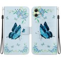 For Samsung Galaxy A05 Crystal Texture Colored Drawing Leather Phone Case(Blue Pansies)