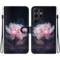 For Samsung Galaxy S24 Ultra 5G Crystal Texture Colored Drawing Leather Phone Case(Purple Peony)