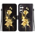 For Samsung Galaxy S24+ 5G Crystal Texture Colored Drawing Leather Phone Case(Gold Butterfly Rose)