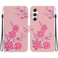 For Samsung Galaxy S24 5G Crystal Texture Colored Drawing Leather Phone Case(Cherry Blossoms)