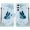 For Samsung Galaxy S24 5G Crystal Texture Colored Drawing Leather Phone Case(Blue Pansies)