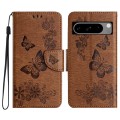 For Google Pixel 8 Butterfly Embossed Flip Leather Phone Case(Brown)