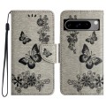 For Google Pixel 8 Butterfly Embossed Flip Leather Phone Case(Grey)