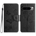 For Google Pixel 8 Butterfly Embossed Flip Leather Phone Case(Black)