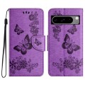 For Google Pixel 8 Pro Butterfly Embossed Flip Leather Phone Case(Purple)