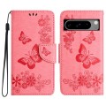 For Google Pixel 8 Pro Butterfly Embossed Flip Leather Phone Case(Pink)