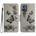 For Motorola Moto G54 Butterfly Embossed Flip Leather Phone Case(Grey)