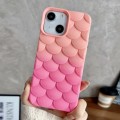 For iPhone 13 Gradient Mermaid Scale Skin Feel Phone Case(Rose Red Pink)
