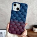 For iPhone 14 Gradient Mermaid Scale Skin Feel Phone Case(Brown Dark Blue)