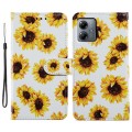 For Motorola Moto G14 Painted Pattern Horizontal Flip Leather Phone Case(Sunflower)