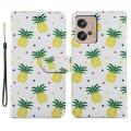 For Motorola Moto G32 Painted Pattern Horizontal Flip Leather Phone Case(Pineapple)