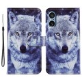 For Sony Xperia 5 V Painted Pattern Horizontal Flip Leather Phone Case(White Wolf)
