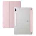 For Samsung Galaxy Tab S9 3-Fold Clear Acrylic Leather Tablet Case(Pink)
