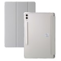 For Samsung Galaxy Tab S9 3-Fold Clear Acrylic Leather Tablet Case(Grey)