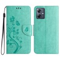 For Motorola Moto G54 Butterfly Flower Pattern Flip Leather Phone Case(Green)