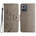 For Motorola Moto G54 Butterfly Flower Pattern Flip Leather Phone Case(Grey)