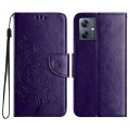For Motorola Moto G54 Butterfly Flower Pattern Flip Leather Phone Case(Dark Purple)