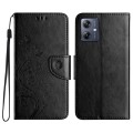 For Motorola Moto G54 Butterfly Flower Pattern Flip Leather Phone Case(Black)